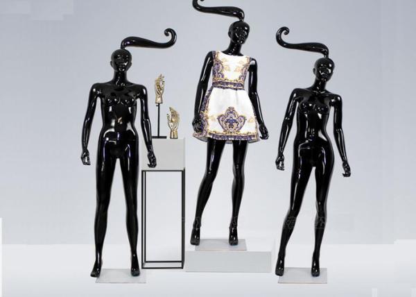 Glossy Black Long hair Shop Display Mannequin For Garment Display