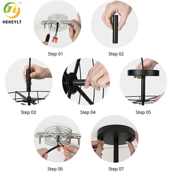 Светов ретро промышленного утюга СИД стиля E26 привесного светлого черные 5