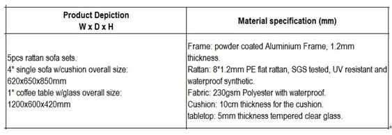 5pcs cheap garden sofa set
