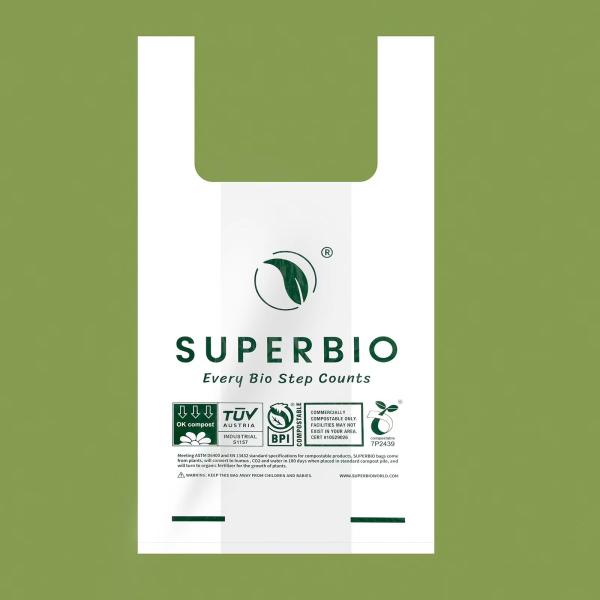 No Pollution Biodegradable Shopping Bags 20 X 52 CM Compostable Grocery Bags