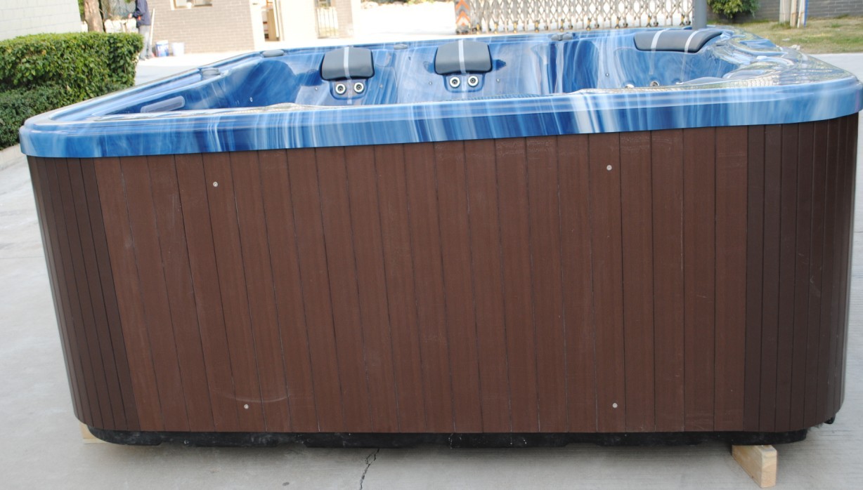 Luxury Rectangular Acrylic Whirlpool Massage Bathtub Outdoor Spa with 4 Seats + 3 Lounges