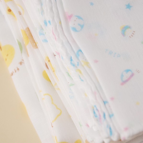 Small Square baby muslin cloths Baby cotton double gauze cartoons handkerchief towel