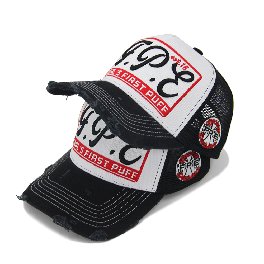 Classic Mesh Cotton 5 Panel Trucker Cap 3D Embroidery Snap Back Distressed Gorras Sports