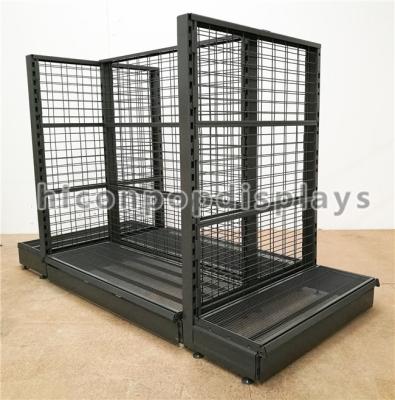 Supermarket / Retail Gondola Shelving Black Heavy Duty Double Sided Display Stand
