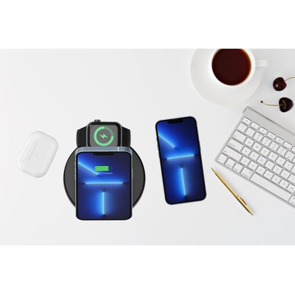 FCC Certified Magnetic Portable Charger , 4 In 1 Wireless Charging Station 15w