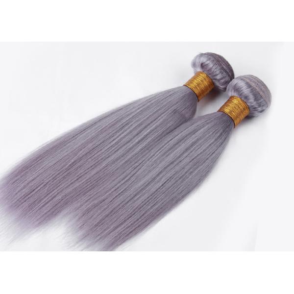 Customized Purple Grey Hair Silk Straight 100% Human Hair Can be flat ironed