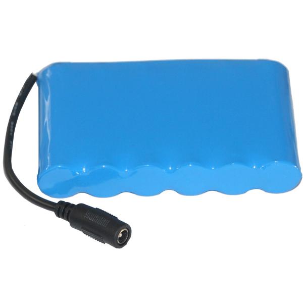 12V 5000mAh 18650 Rechargeable Lithium Battery Pack，Blue PVC Insulated Li-ion Cell with Pre-Wired DC Female Connector for Portable Lighting，MSDS China Manufacturer