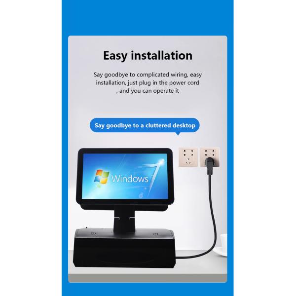 15.6inch Dual Screen Touch All in One POS System with Cash Drawer and Built in 58mm Printer 2GB RAM Supermarket