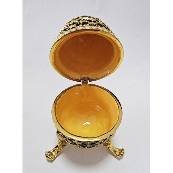 Decorative Earring Ring Trinket Holder Box Hand Painted Faberge Egg Style Hinged Jewelry Storage Case for Home Ornament