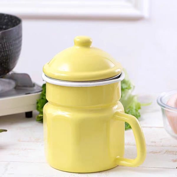 Custom Color Enamel Oil Container 1.2L Bacon Grease Container With SS304 Mesh Strainer