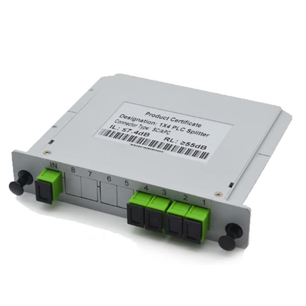 Single Mode SC UPC FTTx  Fiber PLC Splitter 1X4 Cassette Plug In Type