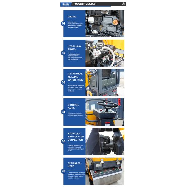 New 2Ton Ride-on Road Roller Construction Machinery Hydraulic Small Road Roller Diesel Double Drum Roller Compactor