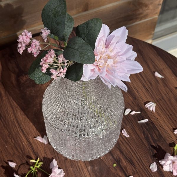 Handcrafted Textured Glass Vase with Unique Funnel Design for Sturdy & Functional Floral Displays