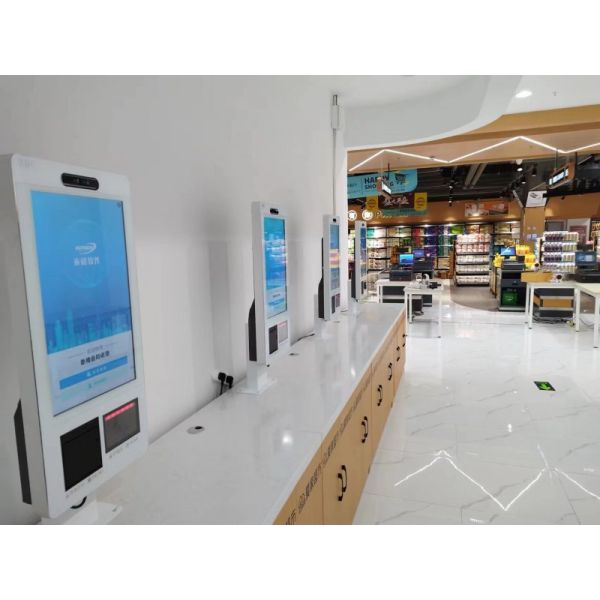 POS Kiosk All-in-one System with Capacitive Touch Screen 80mm Thermal Printer and NFC Card Reader for Self-service Checkout