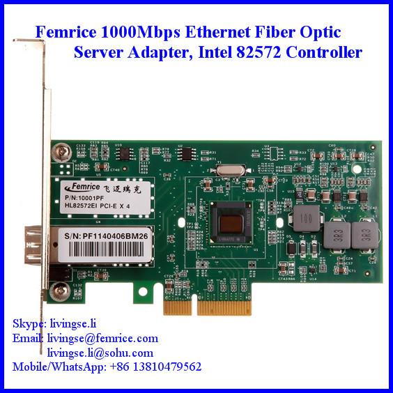 1 Gbs 1 Port Server Network NIC Cards, Intel 82572 Chipset, SFP Slot*1, PCI Express x4, LC Fiber, Femrice 10001PF