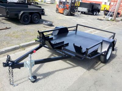 Flatbed 8x6 Motor Bike / Motorcycle Transport Trailer Single Axle 1400kg Load