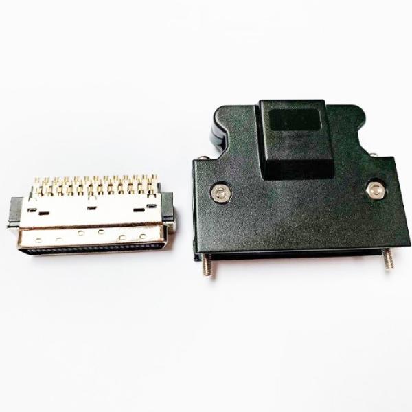SCSI 50P Male Solder Type Full Gold Plated Connector With Plastic Shell