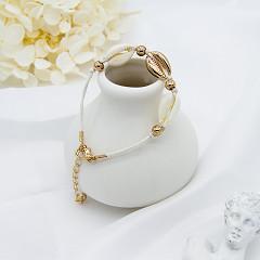 Alloy Shell Crystal Bead Bracelet White Stone Charms Stainless Steel Bangle