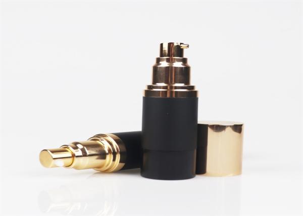 30ml 50ml Frosted Matt Airless Pump Bottles Black Gold With Aluminium Cap