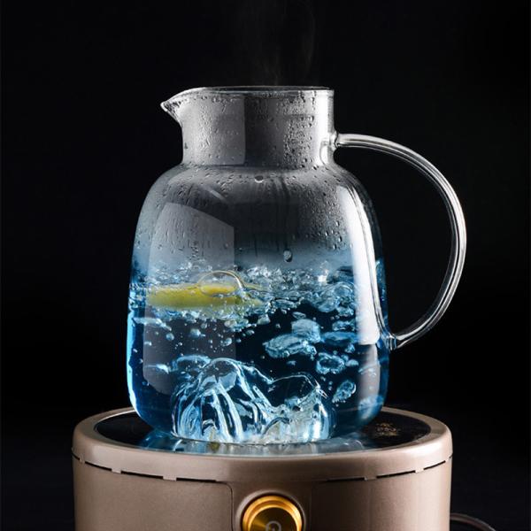 Juice Beverage 1800ml Hand Blown Glass Water Pitcher