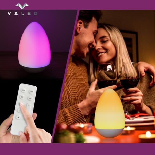 E9 Wobble Egg Lamp – Portable Table Lamp with 44 Color Modes, Remote Control & 2000mAh Battery