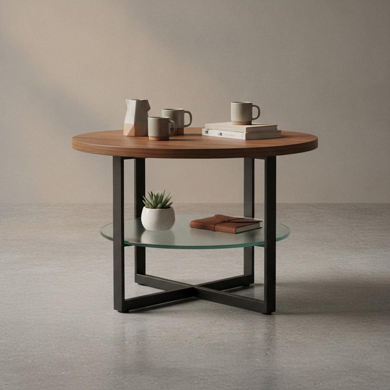 Mirrored Finish Coffee Table with Faux Crystals and MDF Material