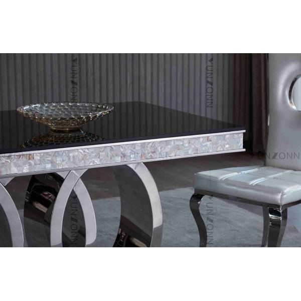 Heavy Base Luxury Modern Dining Tables Black Glass Top Dining Table L200xW100xH75cm