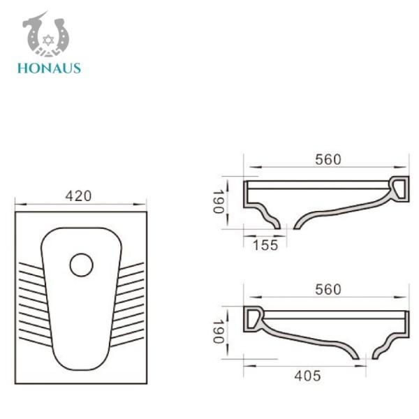 560*420*190mm Bathroom Toilet Squatting Pan With Cistern S Trap P Trap