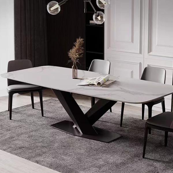 Modern Simple Stone  Dining Table Set High-End Home Furniture with Metal Chairs for Apartment and Hotel Dining Rooms Furniture
