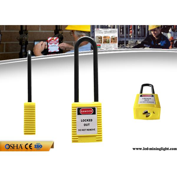Yellow Colour English PVC Tag Safety Lockout Padlocks 76mm Sahckle Length