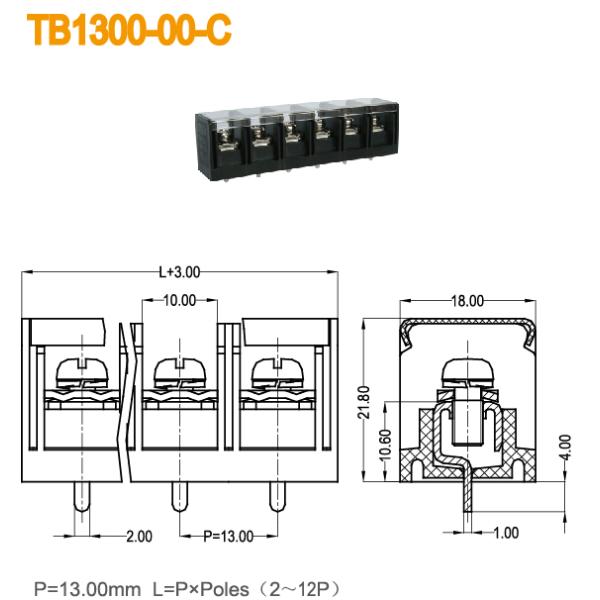 Electrical Barrier Terminal Block 600V 40A OEM / ODM For INVERTERS
