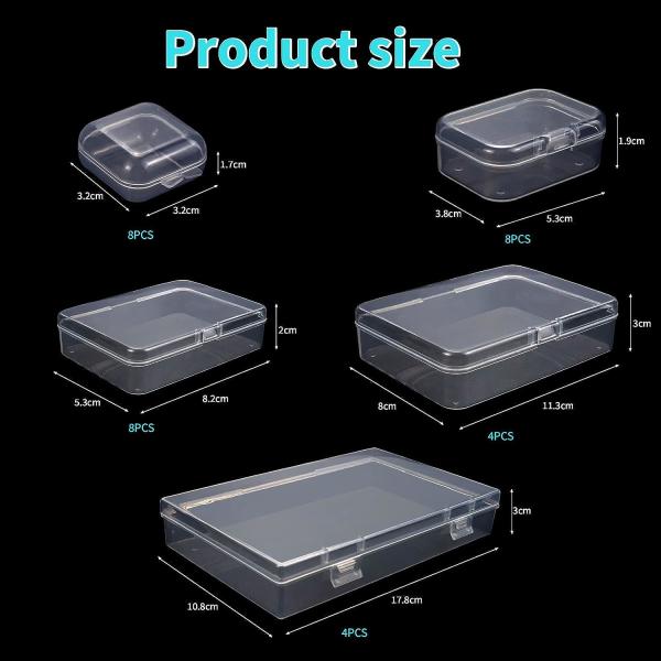 Rectangular Empty Mini Clear Plastic Organizer Storage Box Containers With Hinged Lids For Small Items Craft Box