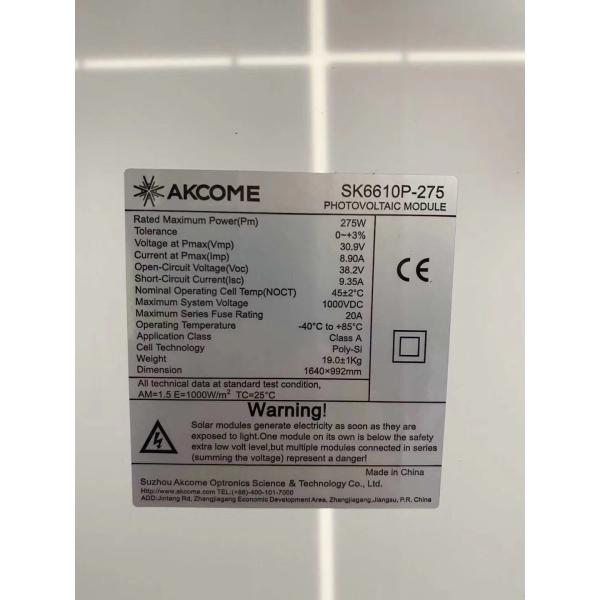 Commercial Blue Monocrystalline Solar Panel / Mono Cell Solar Panel 275W