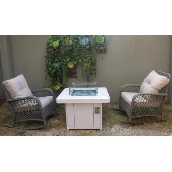 Outdoor Square Stone Propane Fire Pit With 10