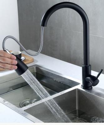 OEM ODM Black Pull Out Kitchen Faucet Wire Drawing Hot And Cold Water Faucet