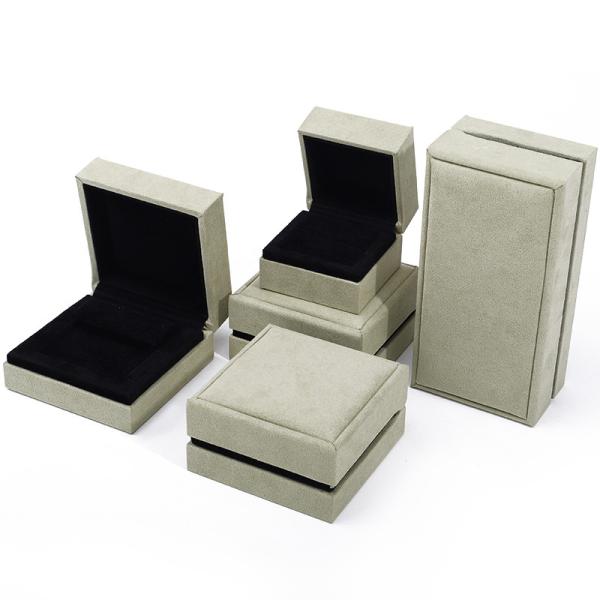 OEM Grey Yellow Soft Velvet Jewelry Box Set For Ear Stud Ring Pendant Packaging