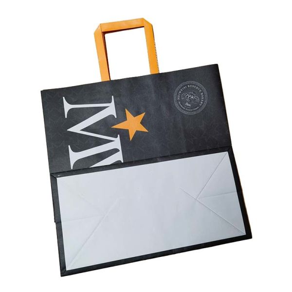 Custom Recyclable Flat Handle Kraft Paper Bags – Eco-Friendly Shopping Bags For Retail Souvenir Promotional Packaging