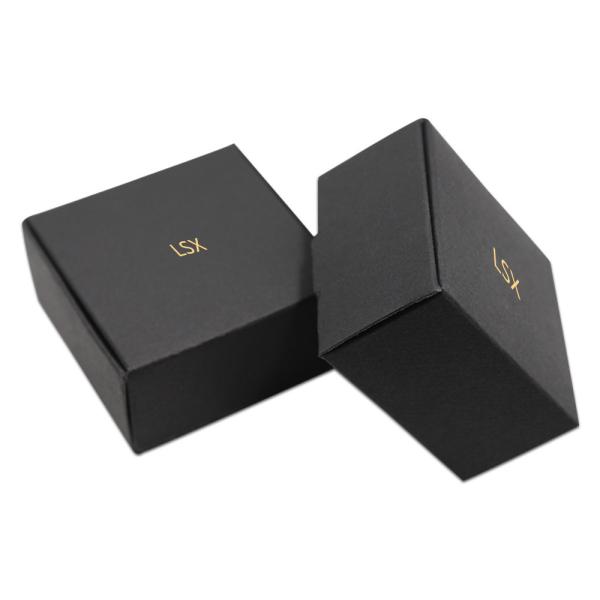 Empty Chocolate Packing Boxes 300gsm Black Card Gold Stamping Surface Logo