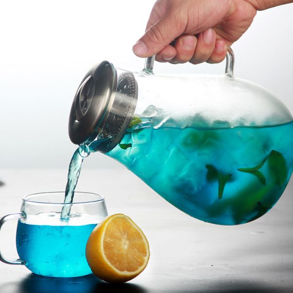 1.8L Clear Heat Resistant Glass Jugs With Handle Classic Design Tea Glass Kettle
