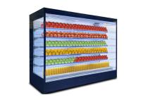 Expositor de frutas refrigerador montado na parede com cortina noturna
