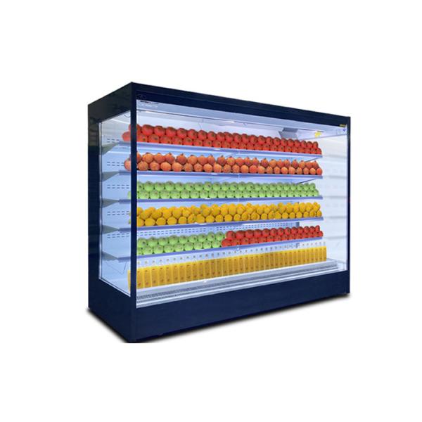 Холодильник стеллажа для выставки товаров фруктов установленный стеной с занавесом ночи