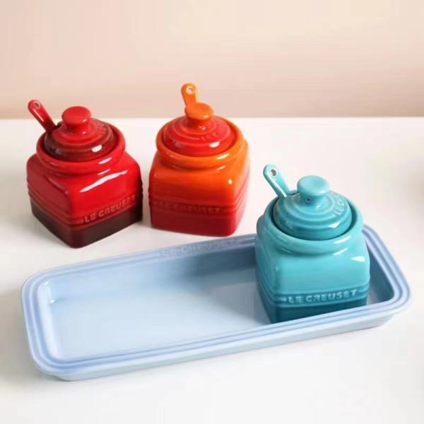 Modern Korean Style Kitchen Ceramic Bowl With Lid Spoon Multifunctional