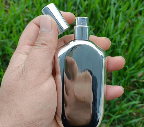 MSDS Crimp Cap Silver Perfume Square Bottle 50ml Gold Plated
