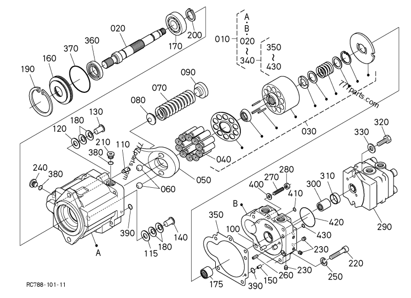 Kubota U35-4 KX033-4 Main Hydraulic Pump RC788-61112 RC788-61113 RC788-61122 RC788-61123 RC788-61124 OEM for Mini Excavator part