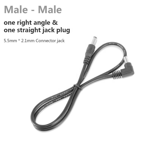 Ángulo recto de 90 grados de macho a macho recto 5.5x2.1mm Jack de barril Cable de extensión de energía DC
