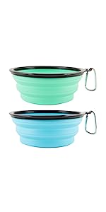 Dog Travel Water Bottle Collapsible Bowls, 2 in 1 Pet Food Container with Collapse Bowls, Outdoor Portable Water Bowls