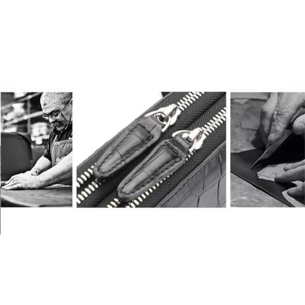 Crocodile Messenger Ladies Men'S Black Leather Laptop Briefcase Bag