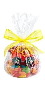 Cellophane Wrap For Gift Baskets, Opp Plastic Gift Bags With Red Bows Ribbon Wrap for Baskets & Gifts