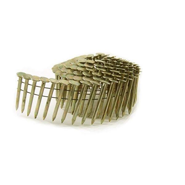 Bright Finish Ring Shank Wire Coil Nails , 15 Degree Roofing Nails 1-14-Inch by 0.120