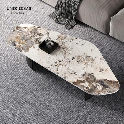 A mesa de centro superior da pedra de mármore branca preta ajusta L140xW60xH38cm de aço inoxidável